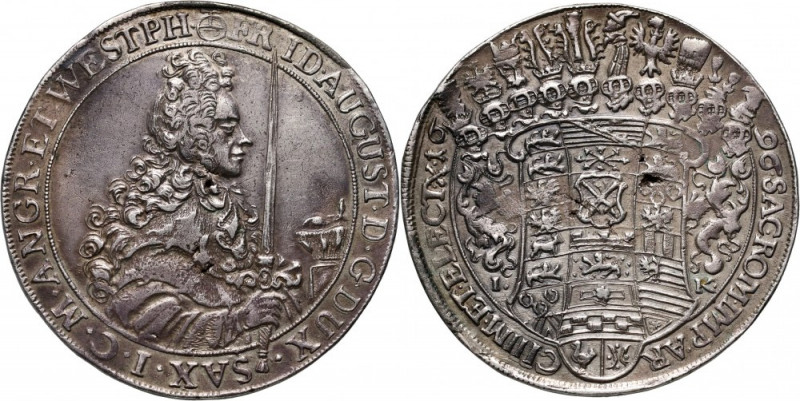 Germany, Saxony, Friedrich August I, Thaler 1696 IK, Dresden Silver 29,07 g. Tra...