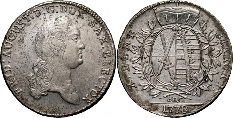 Germany, Saxony, Friedrich August III, Thaler 1778 EDC, Dresden Silver 27,86 g....