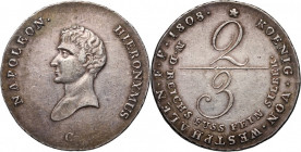Germany, Westphalia, Jerome Napoleon, 2/3 Thaler 1808 C