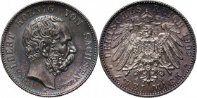 Germany, Saxony, Albert, 2 Mark 1902 E, Muldenhütten, Commemorating the death of King Albert