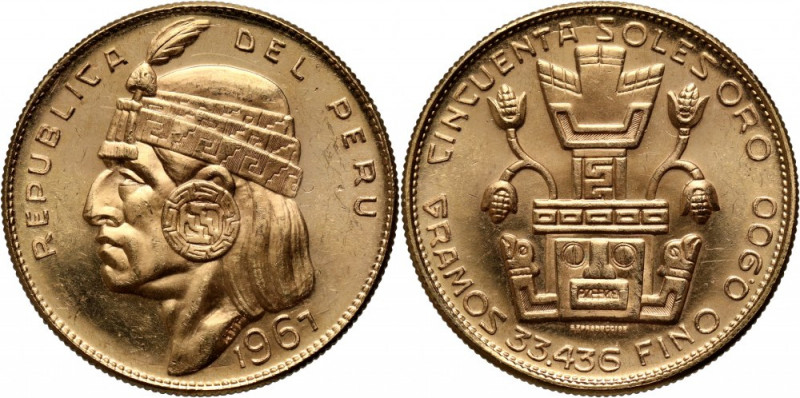 Peru, 50 Soles 1967, Indian head Gold 33,42 g.
Złoto 33,42 g. Pięknie zachowane...