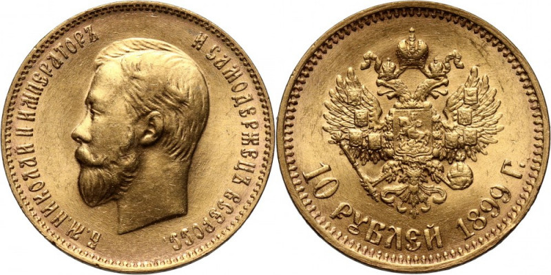 Russia, Nicholas II, 10 Roubles 1899 (АГ), St. Petersburg Gold 8,58 g.
 Złoto 8...