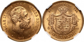 Sweden, Oscar II, 20 Corona 1877 EB