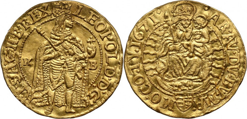 Hungary, Leopold I, Ducat 1671 KB, Kremnitz Gold 3,31 g.
 Złoto 3,31 g.&nbsp;
...