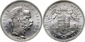 Hungary, Franz Joseph I, Forint 1868 KB, Kremnitz, Restrike, PROOF