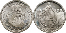 Hungary, Franz Joseph I, 5 Korona 1896 KB, Kremnitz, Millenium, Restrike, Proof
