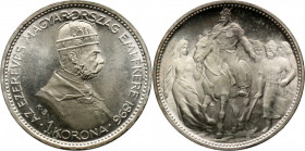 Hungary, Franz Joseph I, 1 Korona 1896 KB, Kremnitz, Millenium, Restrike, Proof