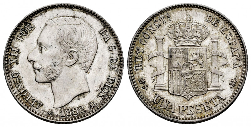 Alfonso XII (1874-1885). 1 peseta. 1882 *18-82. Madrid. MSM. (Cal-20). Ag. 5,04 ...