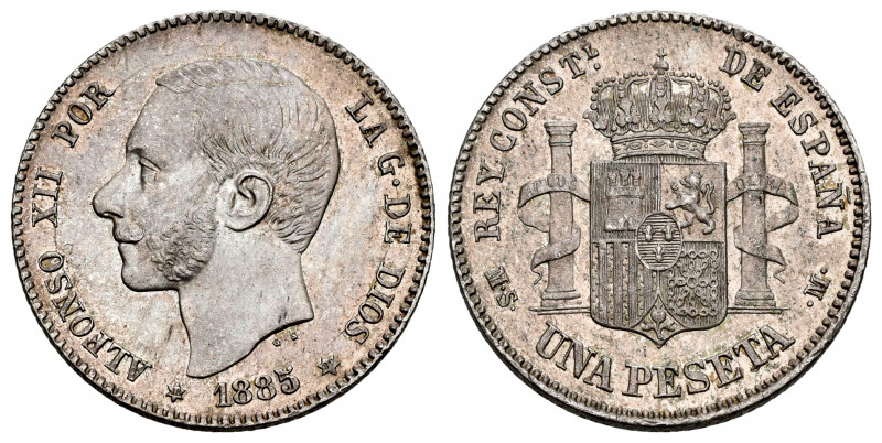 Alfonso XII (1874-1885). 1 peseta. 1885 *18-86. Madrid. MSM. (Cal-25). Ag. 5,02 ...
