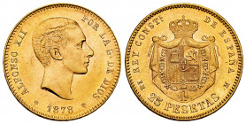 Alfonso XII (1874-1885). 25 pesetas. 1878*18-78. Madrid. EMM. (Cal-71). Au. 8,07 g. Original luster. Ex Martí Hervera, June 2006. Almost MS. Est...350...