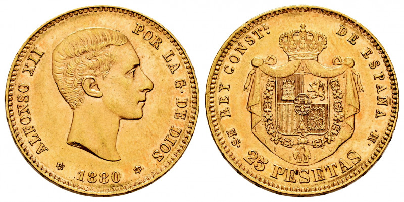 Alfonso XII (1874-1885). 25 pesetas. 1880*18-80. Madrid. EMM. (Cal-79). Au. 8,07...