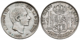 Alfonso XII (1874-1885). 50 centavos. 1881. Manila. (Cal-114). Ag. 12,96 g. Some evidence of verdigris. VF/Choice VF. Est...70,00. 

Spanish Descrip...