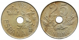 Alfonso XIII (1886-1931). 25 cents. 1927. Madrid. PCS. (Cal-26). 7,02 g. Beautiful tone. Mint state. Est...50,00. 

Spanish Description: Alfonso XII...