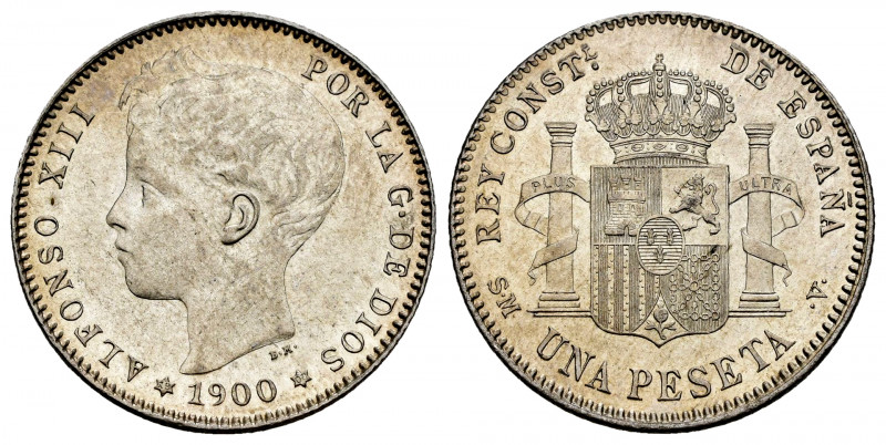 Alfonso XIII (1886-1931). 1 peseta. 1900*19-00. Madrid. SMV. (Cal-59). Ag. 5,03 ...