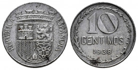 II Republic. 10 centimos. 1938. Madrid. (Cal-9). Fe. 3,83 g. Good specimen for this mint. Rare, even more so in this grade. Almost MS/AU. Est...1800,0...