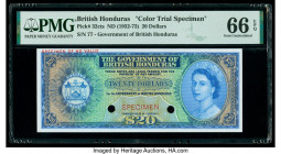 British Honduras Government of British Honduras 20 Dollars ND (1952-73) Pick 32cts Color Trial Specimen PMG Gem Uncirculated 66 EPQ. Red Specimen over...