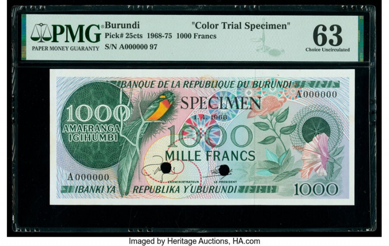 Burundi Banque de la Republique du Burundi 1000 Francs 1968-75 Pick 25cts Color ...