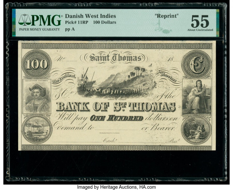 Danish West Indies Bank of St. Thomas 100 Dollars ND Pick 11RP PMG About Uncircu...