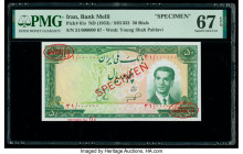 Iran Bank Melli 50 Rials ND (1953) / SH1332 Pick 61s Specimen PMG Superb Gem Unc 67 EPQ. Red Specimen & TDLR overprints are present on this example.

...