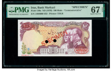 Iran Bank Markazi 100 Rials ND (1976) Pick 108s Specimen PMG Superb Gem Unc 67 EPQ. Red Specimen & TDLR overprints along with two POCs present.

HID09...