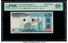 Iran Bank Markazi 200 Rials ND (1982) Pick 136as Specimen PMG Superb Gem Unc 68 EPQ. Red Specimen & TDLR overprints along with two POCs present.

HID0...