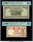 Malaya Japanese Government 1000 Dollars ND (1945) Pick M10b KNB10a PMG Gem Uncirculated 65 EPQ; Zambia Bank of Zambia 1 Kwacha ND (1973) Pick 16a Comm...
