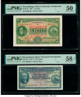 Mozambique Banco Nacional Ultramarino 1; 2 1/2 Escudos 1.9.1941; 23.5.1944 Pick 81; 93 Two Examples PMG About Uncirculated 50; Choice About Unc 58 EPQ...