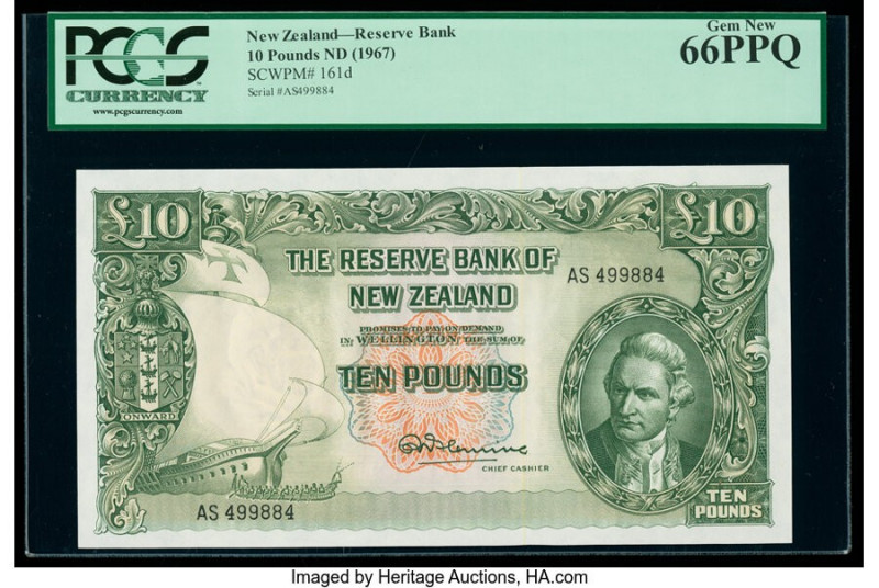 New Zealand Reserve Bank of New Zealand 10 Pounds ND (1960-67) Pick 161d PCGS Ge...