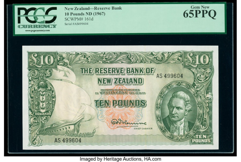 New Zealand Reserve Bank of New Zealand 10 Pounds ND (1960-67) Pick 161d PCGS Ge...