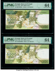 Portugal Banco de Portugal 5000 Escudos 19.10.1989; 31.10.1991 Pick 184c; 184d Two Examples PMG Choice Uncirculated 64 (2). 

HID09801242017

© 2020 H...