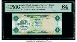 United Arab Emirates Currency Board 1 Dirham ND (1973) Pick 1a PMG Choice Uncirculated 64. 

HID09801242017

© 2020 Heritage Auctions | All Rights Res...