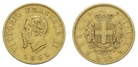VITTORIO EMANUELE II (1861-1878) 

10 Lire 1861, Torino oro gr. 3,19. D/ VITTORIO EMANUELELE II Testa a sinistra, sotto al collo FERRARIS, in basso ...