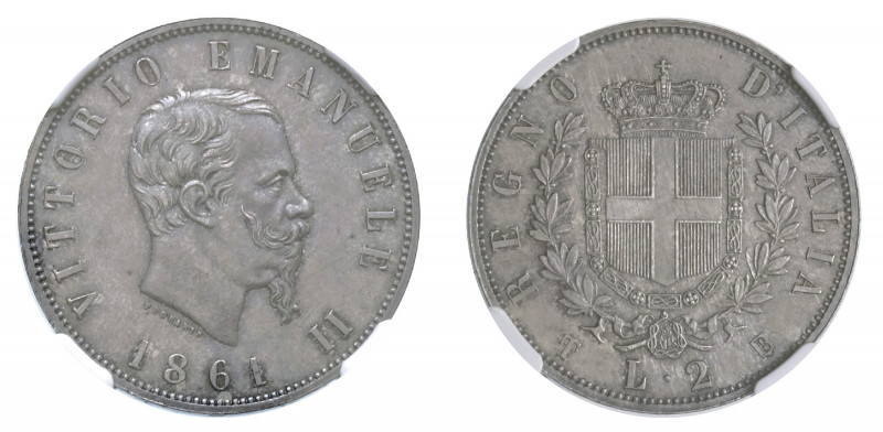 VITTORIO EMANUELE II (1861-1878) 

2 Lire 1861, Torino argento gr. 9,94. D/ VI...