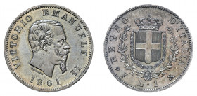 VITTORIO EMANUELE II (1861-1878) 

1 Lira 1861, Firenze argento gr. 4,94. D/ VITTORIO EMANUELELE II Testa a destra, sotto FERRARIS, in basso 1861. R...
