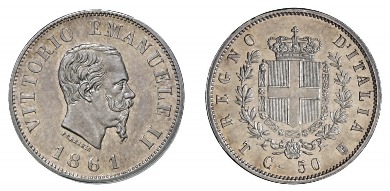 VITTORIO EMANUELE II (1861-1878) 

50 Centesimi 1861, Torino argento gr. 2,51....