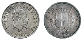 VITTORIO EMANUELE II (1861-1878) 

50 Centesimi 1862, Napoli argento gr. 2,55. Pagani 523, MIR 1087c.
NGC5782310-020 AU58. Rara. Spl

Ex asta Fin...