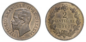 VITTORIO EMANUELE II (1861-1878) 

2 Centesimi 1862, Napoli rame gr. 1,98. Pagani 559, MIR 1094c.
NGC5782311-009 MS64RB. Rara. Fdc