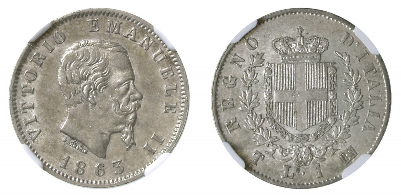 VITTORIO EMANUELE II (1861-1878) 

1 Lira 1863 (stemma), Torino argento gr. 4,...