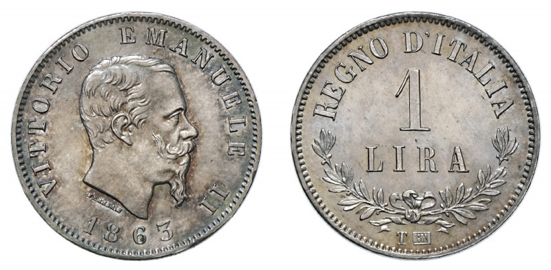 VITTORIO EMANUELE II (1861-1878) 

1 Lira 1863 (valore), Torino argento gr. 5,...