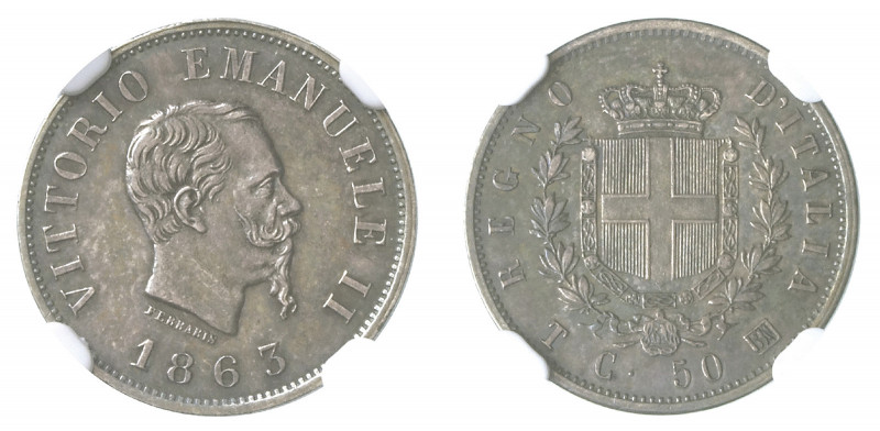 VITTORIO EMANUELE II (1861-1878) 

50 Centesimi 1863, Torino argento gr. 2,47....
