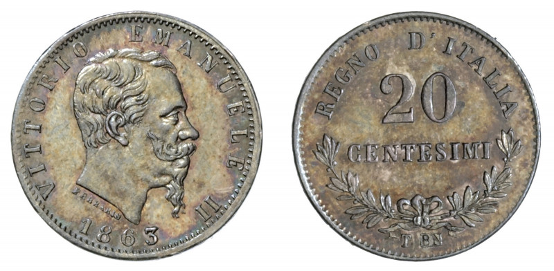 VITTORIO EMANUELE II (1861-1878) 

20 Centesimi 1863, Torino argento gr. 0,99....