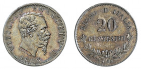 VITTORIO EMANUELE II (1861-1878) 

20 Centesimi 1863, Torino argento gr. 0,99. Pagani 536, MIR 1090b.
migliore di Spl

Ex asta Montenapoleone 5, ...