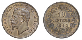 VITTORIO EMANUELE II (1861-1878) 

10 Centesimi 1863, Parigi rame gr. 10,01. Pagani 540, MIR 1092c.
NGC5782332-014 MS64BN. q.Fdc

Ex asta Finarte...