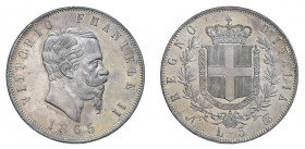 VITTORIO EMANUELE II (1861-1878) 

5 Lire 1865, Napoli argento gr. 25,01. Pagani 486, MIR 1082e. Davenport 140.
NGC5782310-012 MS62+. Rara. miglior...