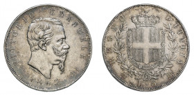 VITTORIO EMANUELE II (1861-1878) 

5 Lire 1865, Torino argento gr. 24,94. Pagani 487, MIR 1082f, Davenport 140.
NGC5782311-001 MS62. Rara. migliore...