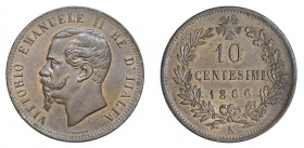 VITTORIO EMANUELE II (1861-1878) 

10 Centesimi 1866, Napoli rame gr. 10,17. Pagani 542, MIR 1092e.
migliore di Spl