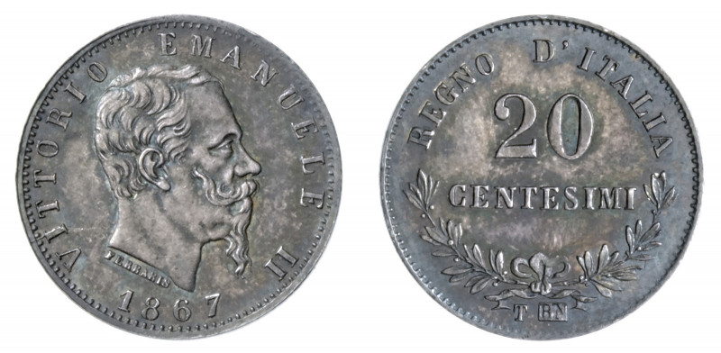 VITTORIO EMANUELE II (1861-1878) 

20 Centesimi 1867, Torino argento gr. 1,05....