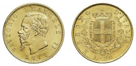VITTORIO EMANUELE II (1861-1878) 

20 Lire 1871, Roma oro gr. 6,45. Pagani 466, MIR 1078m.
NGC5782295-008 MS63. Rara. q.Fdc