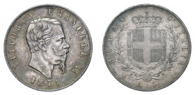 VITTORIO EMANUELE II (1861-1878) 

5 Lire 1871, argento gr. 24,99. Pagani 493, MIR 1082n, Davenport 140.
NGC5782311-003 MS61. Spl

Ex asta Finart...