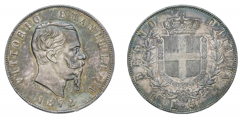 VITTORIO EMANUELE II (1861-1878) 

5 Lire 1872, argento gr. 24,97. Pagani 495,...